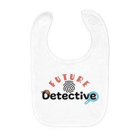 Baby Bib Organic Cotton Future Detective Detective Work Movies, White