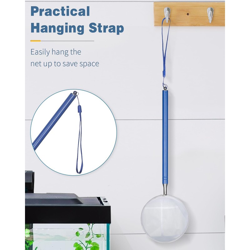 Pawfly Aquarium Shrimp Net 4 Inch With Long Extendable Stainless