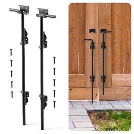 Youlvy 24" Cane Bolt Gate Drop Rod for Wood Fence Heavy Duty Gate Hardware, Gate Ground Latch for Wooden Fences Metal Gates Stopper for Gate Ground, Iron Gate Drop Pin Holding Gate to The Ground 2PCS