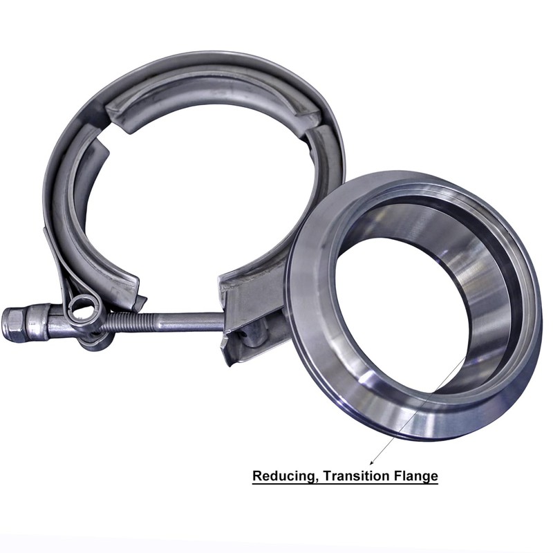 Exhaust Header Collector Reducer Adapter Assembly with V-Band in Stainless