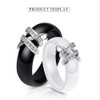 HIJONES Women's 6MM White & Black Ceramic Cubic Zirconia Ring
