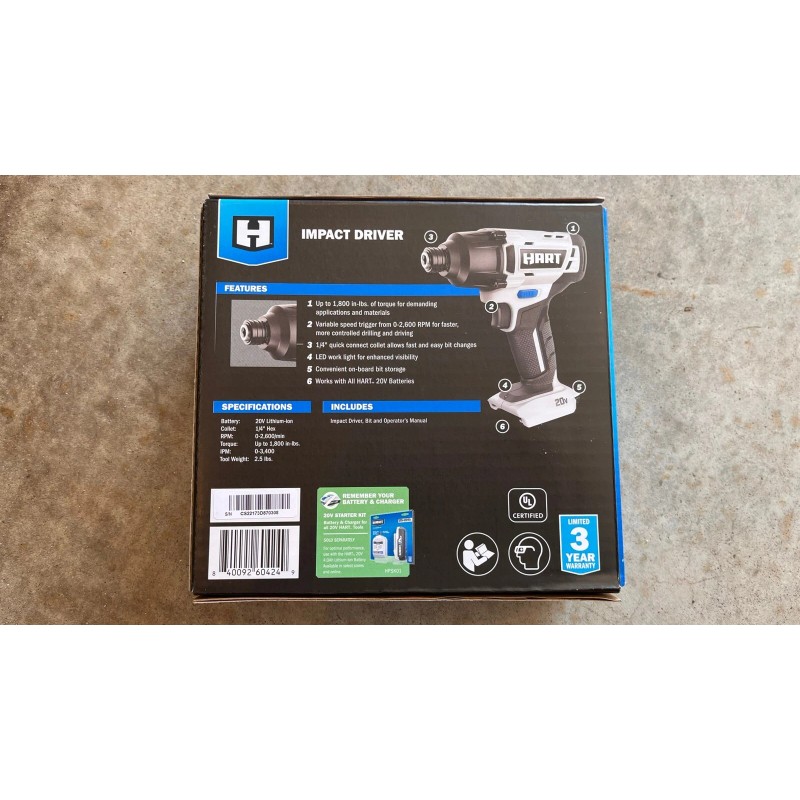 HART NEW HART 20-Volt Cordless Impact Driver HART 20V +
