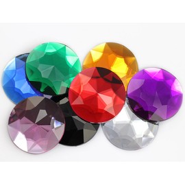 43mm Large Flat Back Round Acrylic Rhinestones Plastic Circle Gems for Costume Making Cosplay Jewels Pro Grade Embelishments - 4 Pieces (Purple Violet H132)