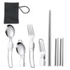 Set of 3 Titanium Chopsticks, Folding Chopsticks, Folding Spoon, Fork