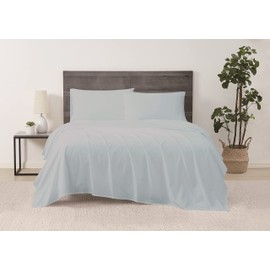 CANNON Solid Percale 200 Thread Count Sheet Sets Light Blue 100% Cotton 4-Piece Full Sheet Set, Solid Color Themed, Adult Bedding, Oeko-TEX Certified