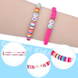 Sureio 24 Pcs Colorful Lucky Number 13 Friendship Bracelets Little Girl Beaded Bracelets Surfer Bracelets Stretch Kids Bracelet for Teen Girls Women Party Favors