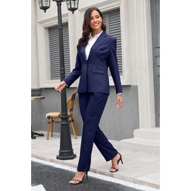 Women's Suits for Work Professional Womens Suits 2 Piece Set Business Suit for Women Navy Blue XXL