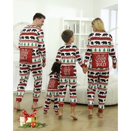 Linnhoy Family Christmas Pajamas Set,Matching Christmas Family Pajamas for Women/Men/Kids,One-Piece Christmas Pyjamas Set