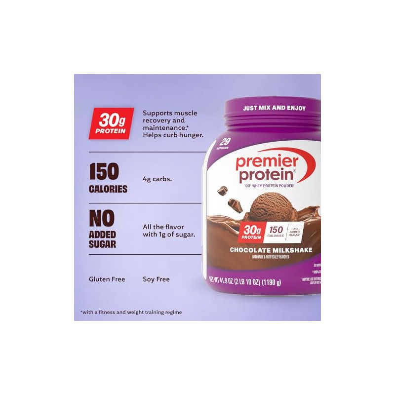 Premier Protein Powder, Chocolate Milkshake, 30g Protein, 1g Sugar, No