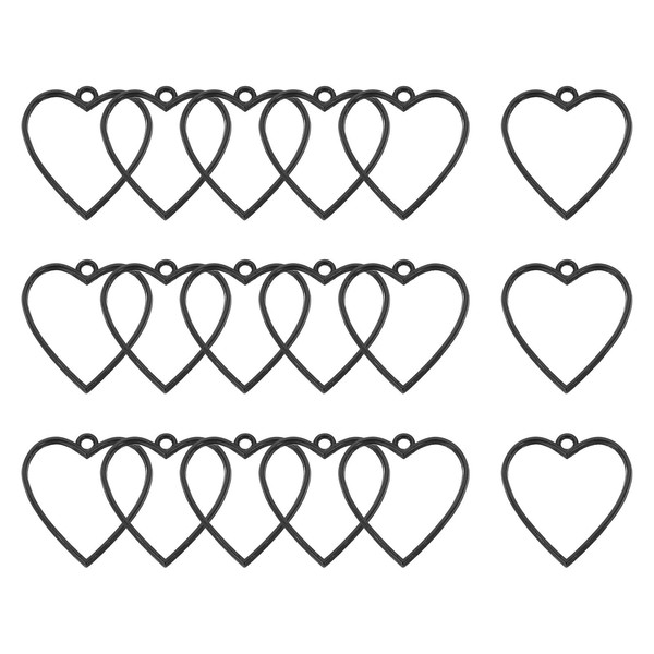 sourcing map 18 Pcs Open Bezel, Heart Resin Bezels Pendants