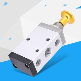 Oumefar 2 Position 5-Way Hand Control Pressure Valve G1/8 Outlet G1/4 Inlet Manual Mechanical Valve Round Air Control Valve Manual Operated Pneumatic Valve