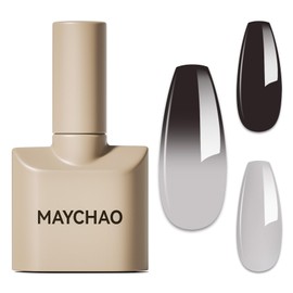 MAYCHAO- Esmalte de uñas en gel que cambia de color, 15 ml, 1 pieza, negro-gris claro, esmalte de uñas en gel que cambia de temperatura, remojo       