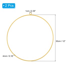 PATIKIL 12 Inch Metal Floral Hoop, 2Pcs Circle Dream Catcher Rings Supplies for Wedding Wreath Decor DIY Party Macrame Wall Hanging Craft, Gold Tone