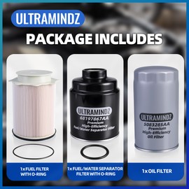 Diesel Filter set for Cummins Turbo 6.7L 2013-2018 Fuel/Water Separator Fuel Filter Engine Oil Filter for Ram 2500 3500 4500 5500 68157291AA 68197867AA 5083285AA