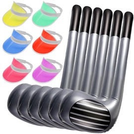 LUFEIS 6pcs Inflatable Golf Clubs with 6pcs Assorted Colors Golf Visors, Potable Kids Golf Set for Outdoor Travel Camp, 12 Pcs Golf Accessories Golf Aids for Sport Lovers