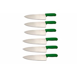10" Columbia Cutlery Commercial Chef/Cook Knife - Green Fibrox Handle - Razor Sharp and Dishwasher Friendly (6 Pack - 10" Green Chef)
