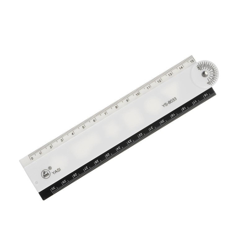 sourcing map Folding Ruler 30cm Metric Polystyrene Foldable Angle Protractor