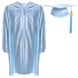 Newrara Unisex Shiny Kindergarten Graduation Gown Cap with Tassel (27, Sky Blue)