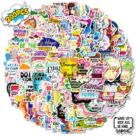 200PCS Quote Stickers,Positive Motivational Stickers,Teens Boys and Girls Sticker Pack Vinyl Skateboard Guitar Door Laptop Luggage Car Bike Water Bottle Birthday Party Supplies Stickers