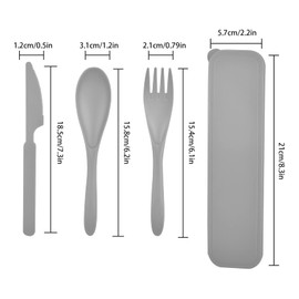Travel Cutlery Set with Case, 2Pack Portable Cutlery Set Reusable Plastic Forks Spoon Tableware, Camping Cutlery Set for Travel Picnic Outdoor Office School Lunch Box or Daily Use (Gray Green)
