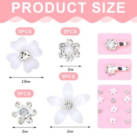 WUSJCOF 20 Stück Haarblüten Clips Kommunion Hochzeit Mädchen Damen mit weißen Strasssteinen 4 Stile Zeremoniedekorationen