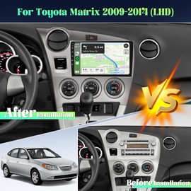 Roinvou 2+64G Android Auto Radio for Toyota Matrix 2009-2014, 9" Car Screen in-Dash GPS Navigation with Wireless CarPlay Android Auto Mirror Link WiFi Bluetooth FM RDS Radio Backup Camera