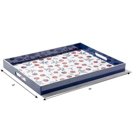 American Atelier Set of 2 Bing Cherries Rectangular Serving Tray with Handles- Indoor & Outdoor Platter for Home Entertaining, Cocktail Hour, Snacks, Barware, Perfume (Large 19x14, Small 18x12)