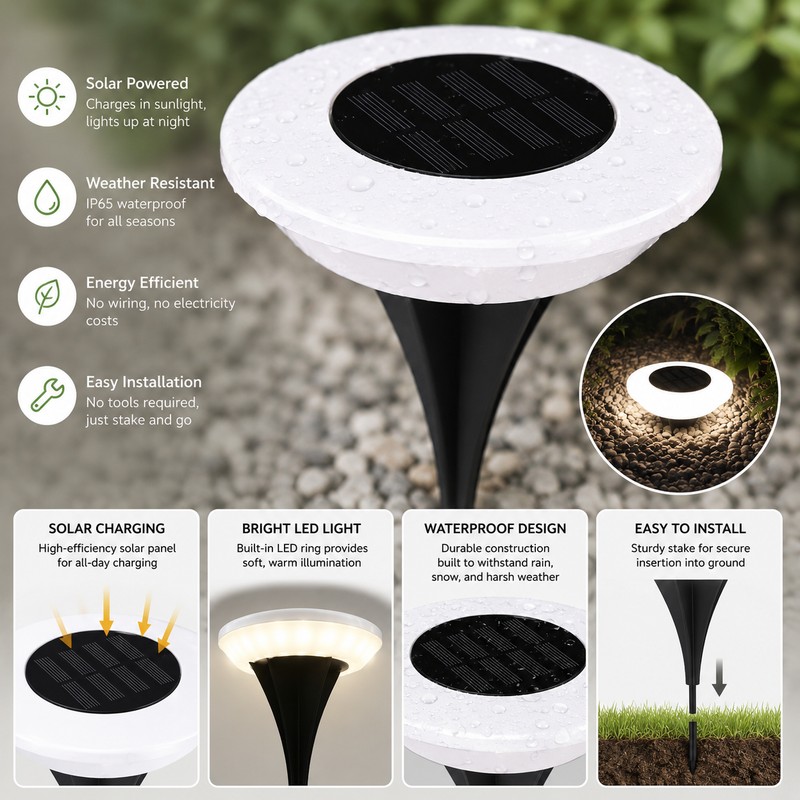 Solar Ground Lights for Outdoor Landscaping – 14-LED Waterproof Lawn