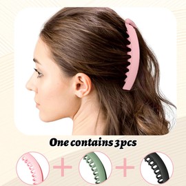 WKRTDY 3pcs Non-Slip Ponytail Hair Clips for Women and Girls with Thick Hair, Large Clips for Thick Hair, Banana Clips Hair Holder, for Tying Ponytails for Easy Styling