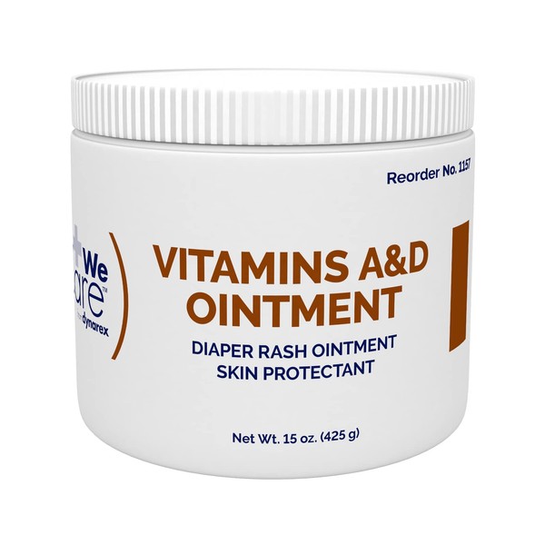 Dynarex Vitamins A & D Ointment, Ointment with Vitamin A and Vitamin D Helps Prevent & Treat Skin Irritation, Diaper Rash, White, Jars of Dynarex Vitamins A & D Ointment, 15 Ounce (Pack of 2)