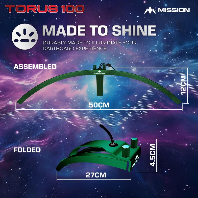 Mission Darts TOR100 Torus 100 Dartboard LED Foldable Portable Dartboard