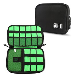 Sahunfri Black Multifunction Cable Organizer Pouch, Portable Electronic Accessories Case for Chargers, Earphones, Cables, and More