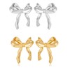 xlwen 2 pairs of bow earrings, gold silver bow stud