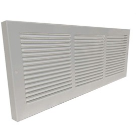 White Baseboard Return Grill with 7/8" Turn Back (16" x 6" Duct Opening/ 17.25" x 7.25" Overall)