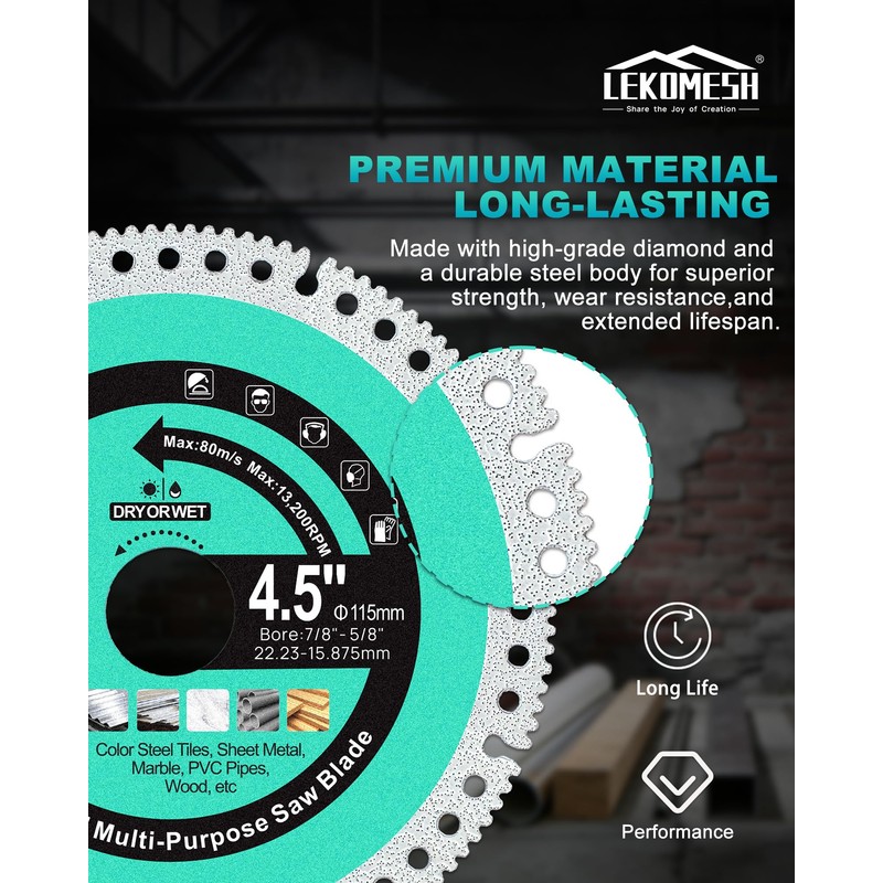 Diamond Brazed Multifunctional Saw Blade 3PCS - 5 Inch Diamond