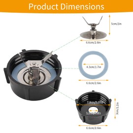 Juicer Replacement Parts, Stainless Steel Blade Base, Replacement Parts for Juicer Blender, Replacement Juicer Blades Cross Type Suitable for Most Juicer Blenders with Base and Rubber Sealing Ring
