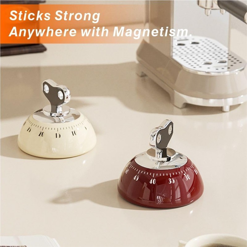 Retro Kitchen Timer 60 Min, Wind Up Magnetic Mechanical Egg