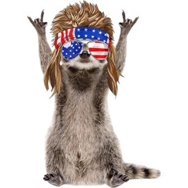 STICKY DUDE Mullet USA Racoon Raccoon Sticker, Funny Raccoon Cute Car Decal, 5 inches - Yeti Cup Vinyl Cooling Box, Waterproof Sticker, Decal Car Laptop Wall Window Bumper Sticker