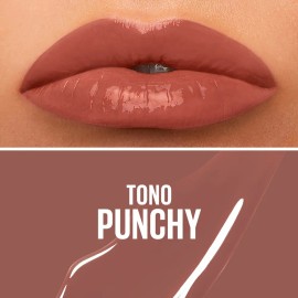 Maybelline Super Stay Vinyl Ink, Labial Líquido de Larga Duración, Efecto Vinilo y Acabado Brillante Instantáneo, Color Intenso por Hasta 16 Horas, Tono Punchy
