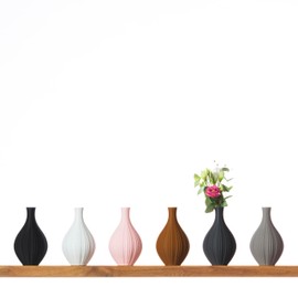 3D Vase Flower Vase Decorative Vase Alva S 16 cm for Cut / Dried Flowers Sustainable Pampas Grass (Brown)