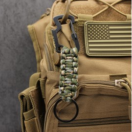 Generic Paracord Survival Keychain - Carabiner, Keyring, and Bottle Opener - Outdoors, Emergency, Camping, & Hiking Accessory (Camo), Small (EDC Carry)
