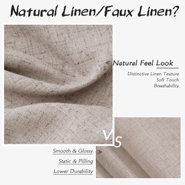 Joywell Brownish Grey Linen Semi Sheer Curtains 84 Inches Length Long Rod Pocket Back Tab Hook Belt Clip Rings Window Curtains Drapes for Bedroom Living Room 2 Panels 52x84