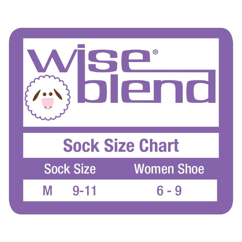 Wise Blend Sweater Fairisle Crew Socks, 1 Pair, Black, Medium,