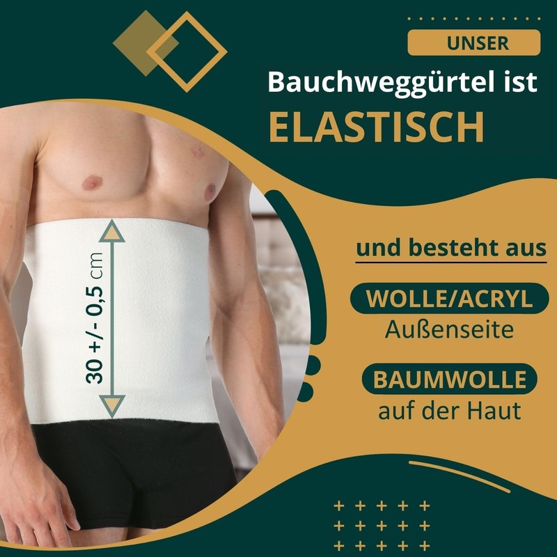 Easy8 - (White, S Abdominal Belt, Kidney Warmer, Wool and