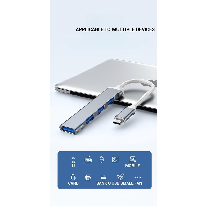 Generic USB C Hub Adapter with 4 USB 3.0 Ports