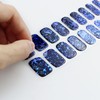 Dark Blue Green Gel Nail Strips, KALEFUL Semi Cured Gel
