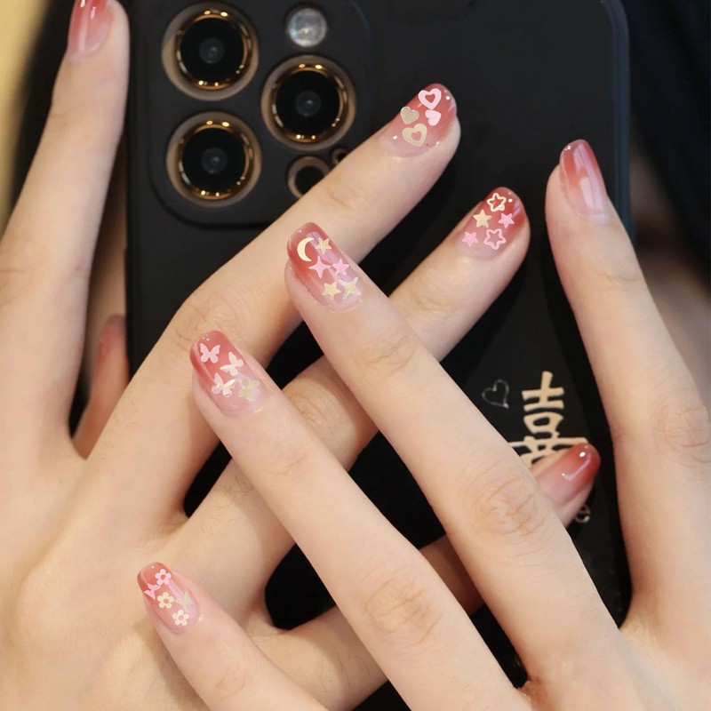 Nail Hologram 2 Boxes Butterfly Heart Flower Star Moon Nail