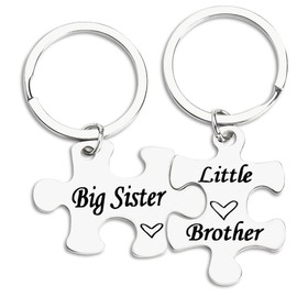 Brother Sister Matching Gifts for Little Brother Big Sister Birthday Gifts for big sis lil bro keyring Gift for Sister Brother Long Distance Gifts for Brother Sister Puzzle Keychain for 2