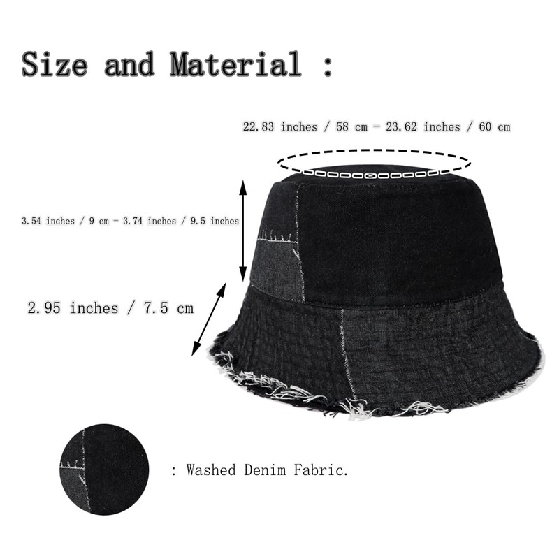 Eigso Denim Bucket Hat for Women Men Wahsed Foldable Summer