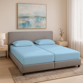 KRISHNA Premium 5-Piece Split King Sheet Set for Adjustable Beds, 100% Egyptian Cotton, Hotel Quality Luxury Bedding, Fits Up to 16 Inch Deep Pocket Mattress, Soft & Breathable, Light Blue Solid